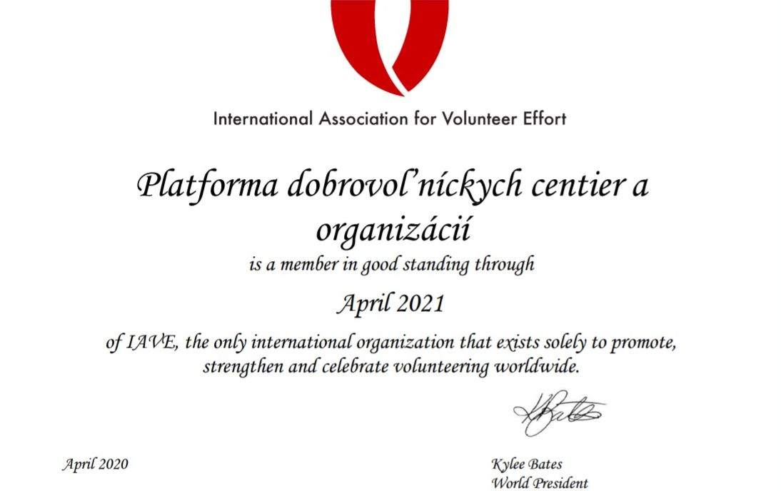 Platforma dobrovoľníckych centier sa stala členom globálnej siete medzinárodnej asociácie IAVE