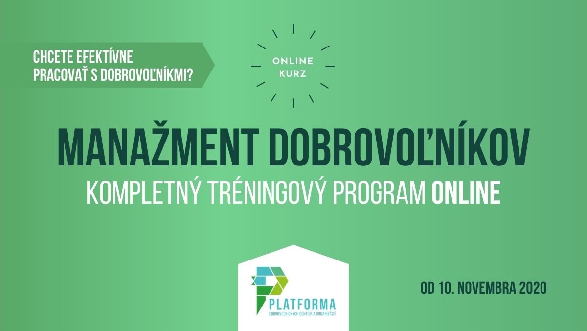 Online tréning Manažmentu dobrovoľníkov